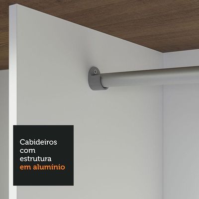 Guarda-roupa Casal 3 Portas Correr Espelho 2 Gavetas Rustic