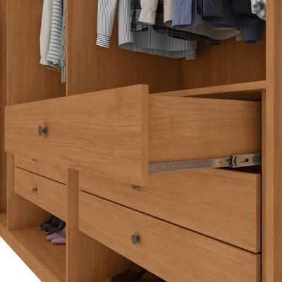 Guarda Roupa Easy Space 6 Portas C/ Espelho Amendoa Clean