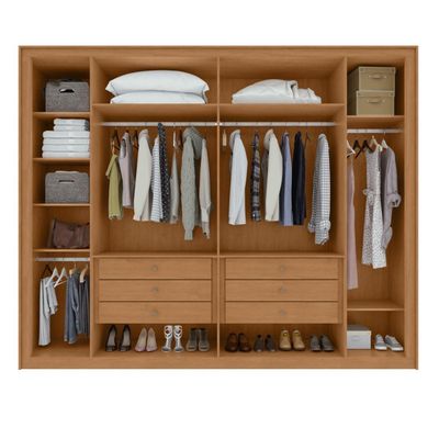 Guarda Roupa Easy Space 6 Portas C/ Espelho Amendoa Clean