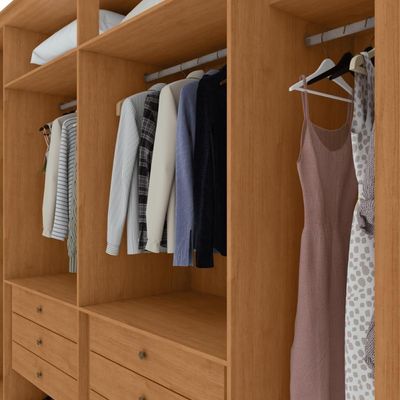 Guarda Roupa Easy Space 6 Portas C/ Espelho Amendoa Clean