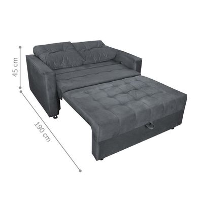 Sofá Cama Para Sala De Estar Remy Veludo Chumbo