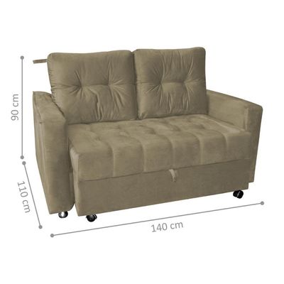 Sofá Cama Para Sala De Estar Cross Veludo Turkey Cappuccino