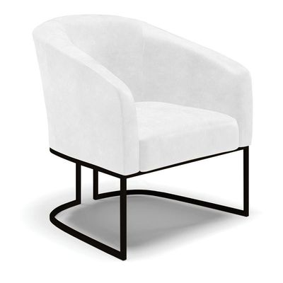 Sofá Namoradeira E Poltrona Base Industrial Preto Stella Corano D03 - D'rossi Cor Branco