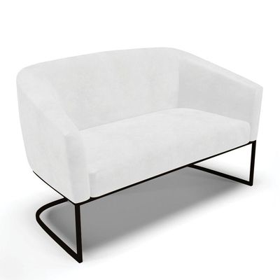 Sofá Namoradeira E Poltrona Base Industrial Preto Stella Corano D03 - D'rossi Cor Branco