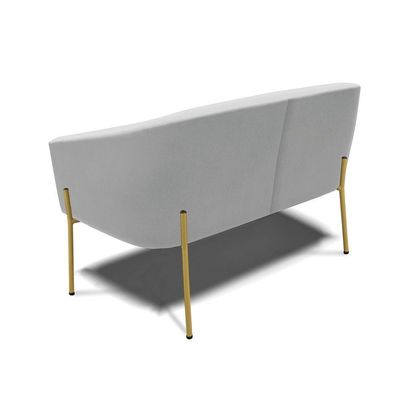 Sofá Namoradeira E Poltrona Pé De Ferro Dourado Stella Suede D03 - D'rossi Cor Cinza