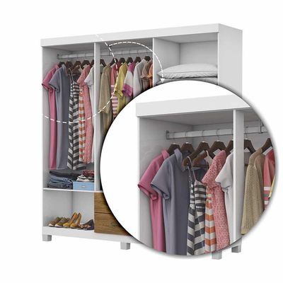 Guarda Roupa Casal A22 6 Portas 2 Gavetas Carioca Móveis Branco Cinamomo