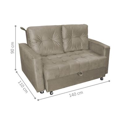 Sofá Cama Para Sala De Estar Cross Veludo Capuccino