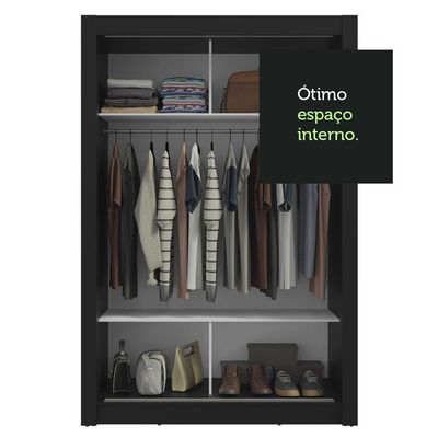 Guarda-roupa Solteiro 2 Portas De Correr Preto Milano Madesa
