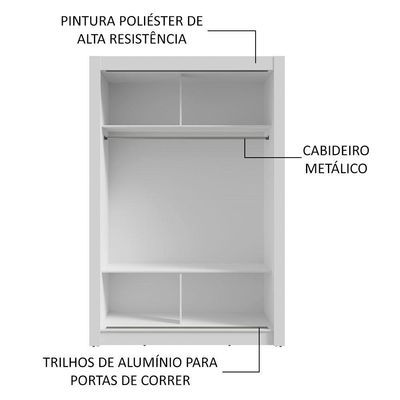 Guarda-Roupa Solteiro 2 Portas Correr Com Espelho
