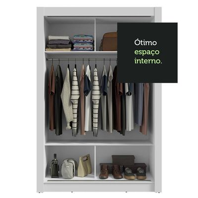 Guarda-Roupa Solteiro 2 Portas Correr Com Espelho