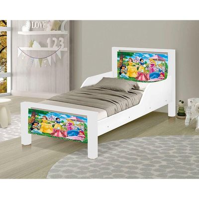 Mini Cama Infantil Adesivada As Princesas Branco