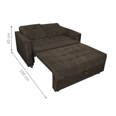 Sofá Cama Para Sala De Estar Remy Veludo Marrom