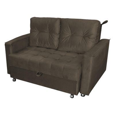 Sofá Cama Para Sala De Estar Remy Veludo Marrom