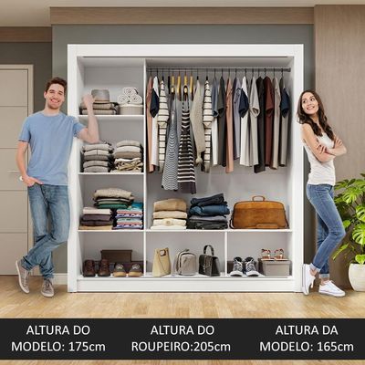 Guarda-roupa Casal 3 Portas Correr Espelho Branco/rustic