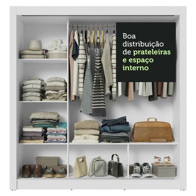 Guarda-roupa Casal 3 Portas Correr Espelho Branco/rustic