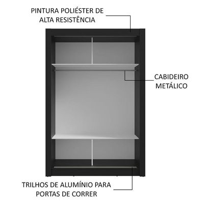 Guarda-Roupa Solteiro 2 Portas Correr Com Espelhos