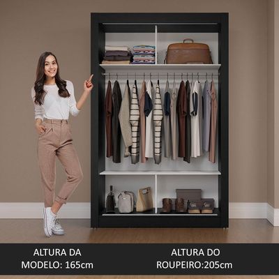 Guarda-Roupa Solteiro 2 Portas Correr Com Espelhos