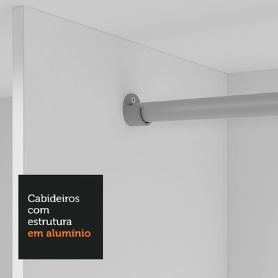 Guarda-roupa Casal 3 Portas Correr Espelho 4 Gavetas Branco