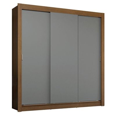 Guarda-Roupa Casal 3 Portas Correr Rustic/Cinza