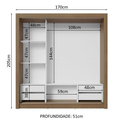 Guarda-Roupa Casal 3 Portas Correr Rustic/Cinza