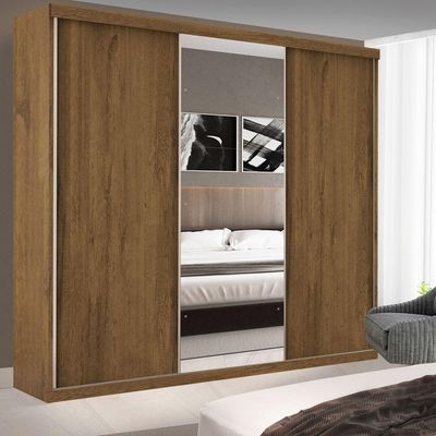 Guarda Roupa Casal 3 Portas De Correr E 3 Espelhos Evidence Minastex