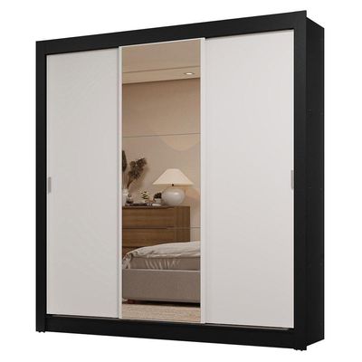 Guarda-roupa Casal 3 Portas Correr Espelho 2 Gavetas