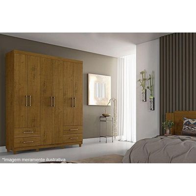 Guarda Roupa 6 Portas E 4 Gavetas C- Pés Canadá Plus Cinamomo - Conquista