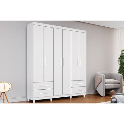 Guarda Roupa 6 Portas E 4 Gavetas C- Pés Canadá Plus Branco - Conquista