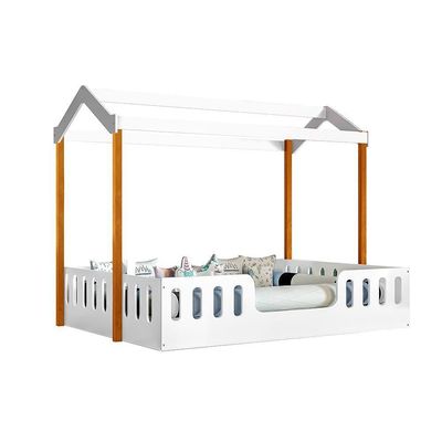 Cama Casal Infantil Casinha Montessoriana ágatha Branco/mel Branco
