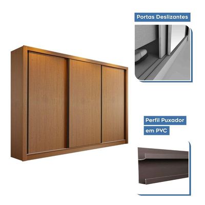 Guarda Roupa Casal 3 Portas 6 Gavetas Nápoli Minastex Carvalho