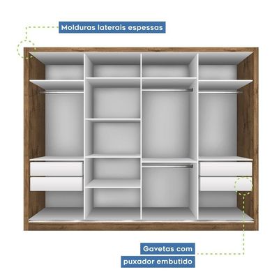 Guarda Roupa Casal 4 Portas 4 Gavetas Milano Minastex