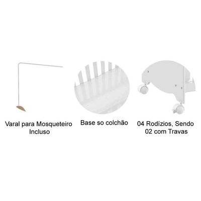 Berço Infantil Uli Branco - Peroba