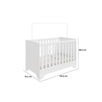 Berço / Mini Cama Infantil Popy Retrô Branco Brilho - Peroba