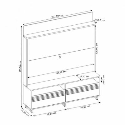 Home Nt1300 160cm Para Tv Até 65 Polegadas Notável Freijó Trend- Off White Tx
