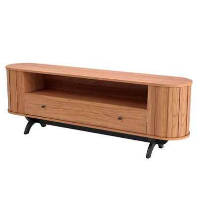 Rack Sala Tv 180 Cm Nicho Freijó Com Preto Fosco Tb300jpf