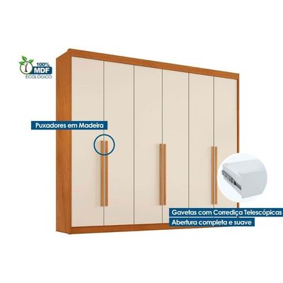 Guarda Roupa 6 Portas E 6 Gavetas Versalhes Cinamomo - Conquista
