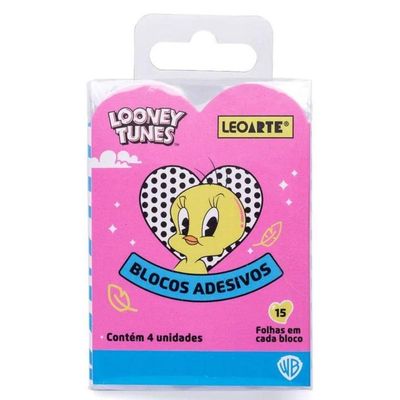 Bloco Adesivo Looney Tunes 4 Blocos Com 15 Folhas - Leoarte