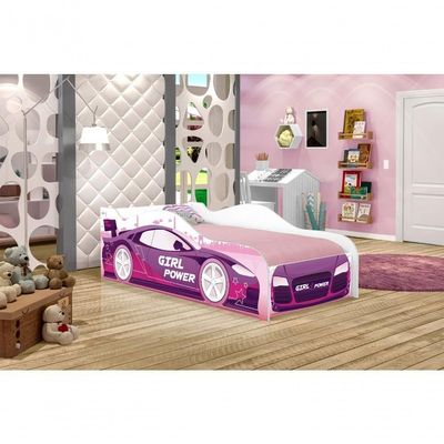 Cama Carro Girl Power Joy Rosa Infantil Com Colchão