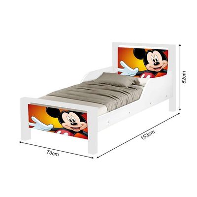 Mini Cama Infantil Mickey Adesivada Com Colchão Branco