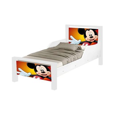 Mini Cama Infantil Mickey Adesivada Com Colchão Branco