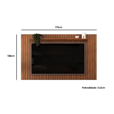 Rack Bancada c/ Painel p/ TV até 65 Polegadas Lume Ripado Prateleira 175x108cm Freijo - DJ Móveis