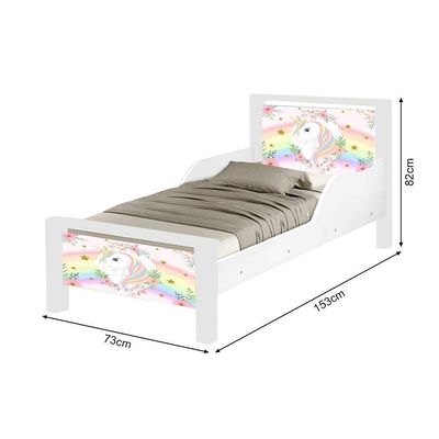 Mini Cama Infantil Adesivada O Unicórnio Branco