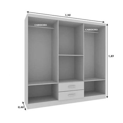Guarda-roupa Casal 6 Portas 2 Gavetas Atalaia - Branco