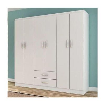 Guarda-roupa Casal 6 Portas 2 Gavetas Atalaia - Branco
