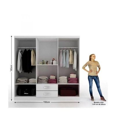 Guarda-roupa Casal 6 Portas 2 Gavetas Atalaia - Branco