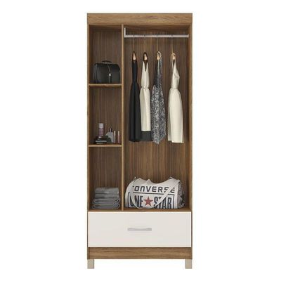 Guarda Roupa Solteiro Prince 3 Portas E 1 Gaveta Amêndola Off White - Demóbile Amêndola Off White
