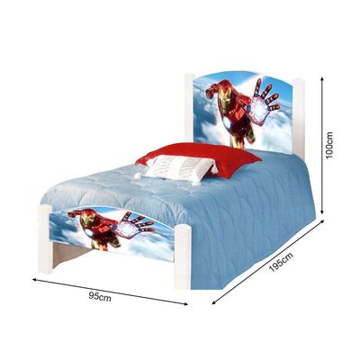 Cama Infantil Solteiro Homem De Ferro Colchão Branco