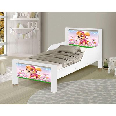 Mini Cama Infantil Skaye Adesivada Com Colchão Branco