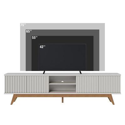 Rack Bancada Fortaleza Off White Matte Para Tv Até 75” - Colibri Off White Matte