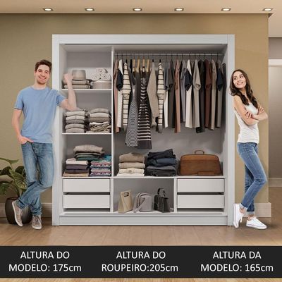 Guarda-roupa Casal 3 Portas De Correr Branco Madesa